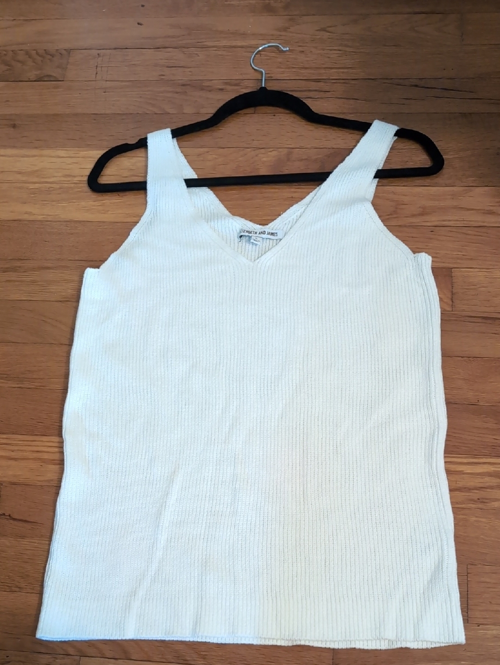 Elizabeth and James Cream Ribbed V-Neck Tank Top